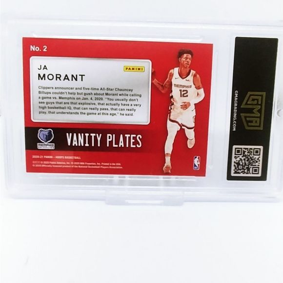 2020-21 NBA Hoops JA MORANT VANITY PLATES #2 GMA 9 Mint - Picture 2 of 3